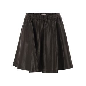 Brunello Cucinelli Women Flared Nappa Leather Skirt With Elasticated Waist